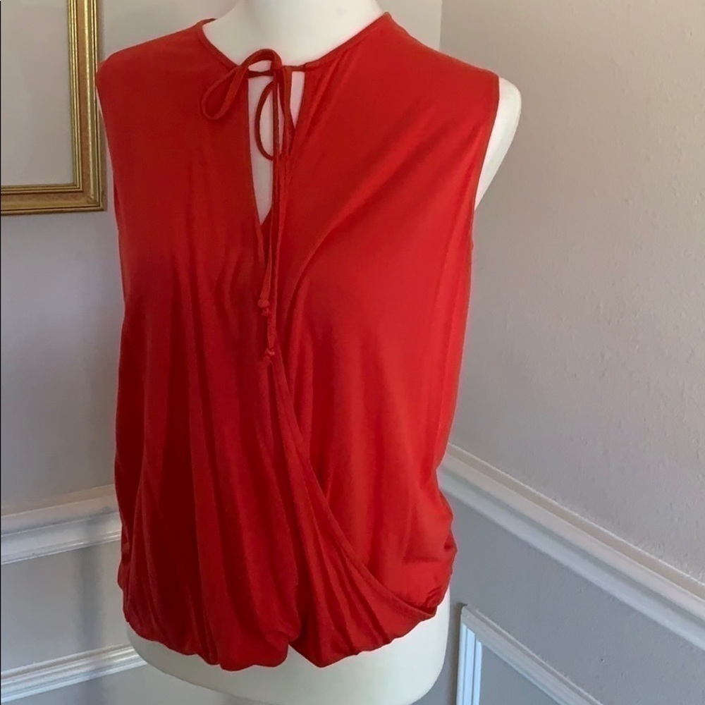 cabi Sleeveless Crossover Top Vibrant Coral- Small